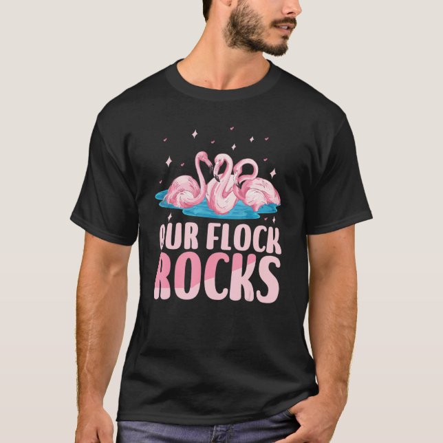 Camiseta Grupo de Vacaciones Familiar Flamingos Rocks Flock (Anverso)