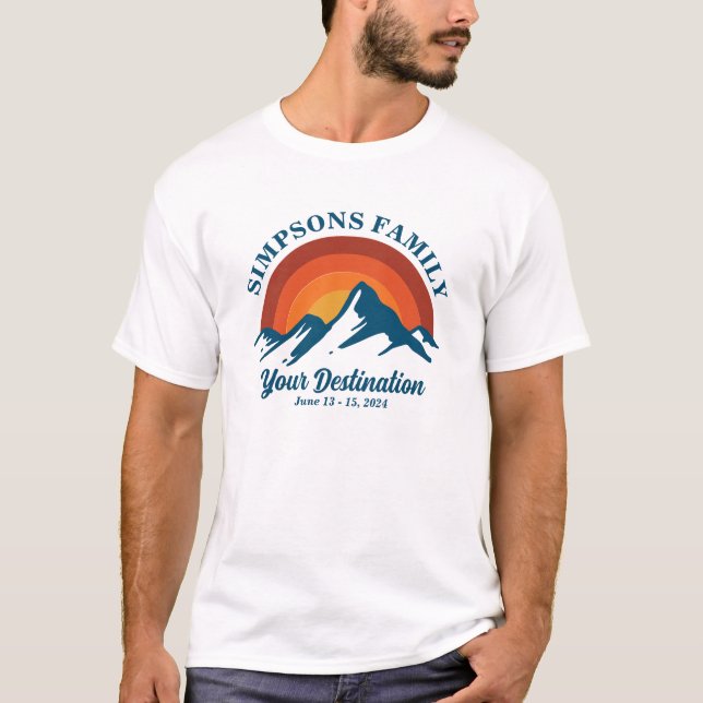 Camiseta Grupo de vacaciones Retro Sunset Personalizado Fam (Anverso)