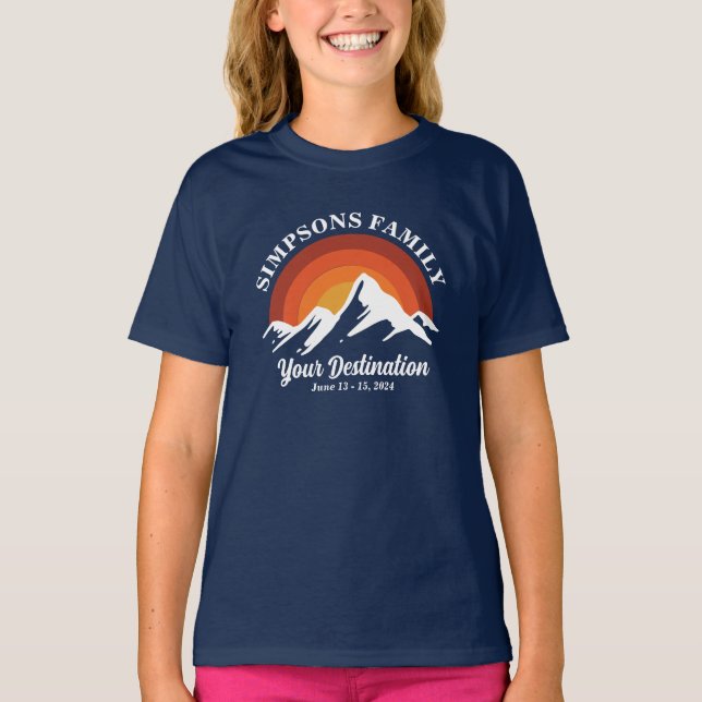 Camiseta Grupo de vacaciones Retro Sunset Personalizado Fam (Anverso)
