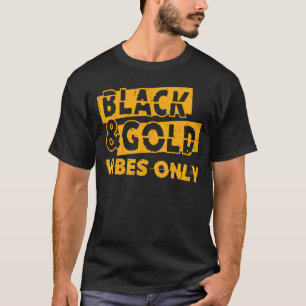 Camiseta Grupo del Día del Juego Negro Y Oro Para Pie De Se
