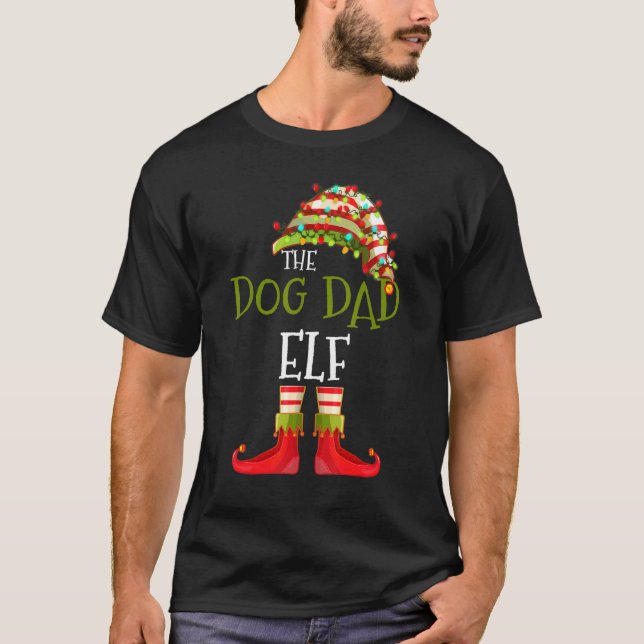 Camiseta Grupo Dog Dad Elf Navidades familiares coincidente (Anverso)