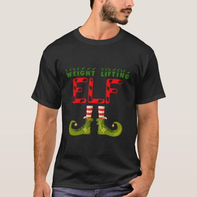 Camiseta Grupo Elf de Levantamiento de Peso Pajamas Familia (Anverso)