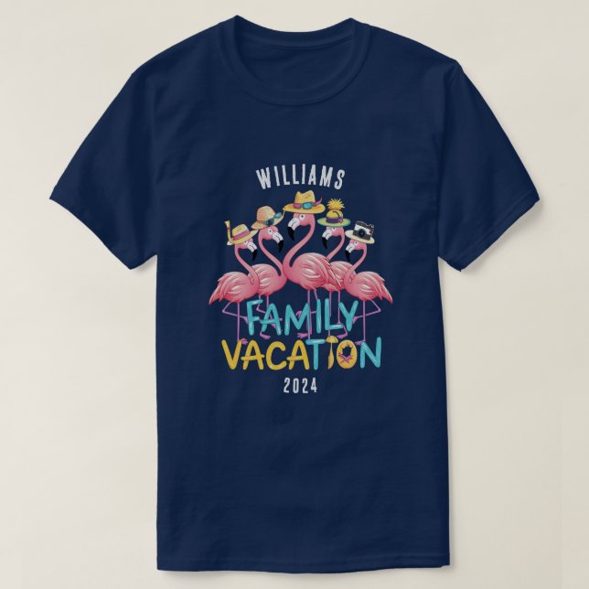 Camiseta Grupo Flamingo de Vacaciones Familiares personaliz (Diseño del anverso)