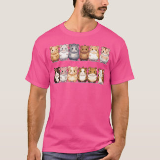 Camiseta Grupo Kawaii De Hámsters Adorables En Diferentes C