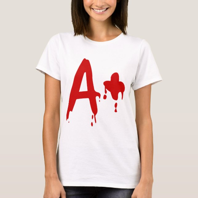 Camiseta Grupo sanguíneo A+ Hospital positivo del #Horror (Anverso)