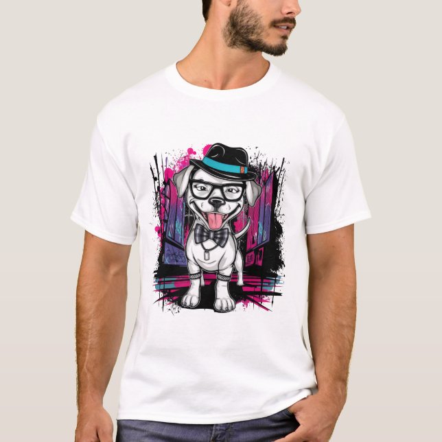 Camiseta Grupo Urbano: Diseño de perro de arte graffiti (Anverso)