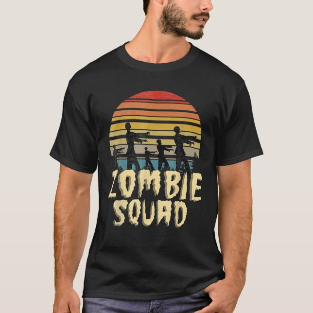 Camiseta Grupo Zombie Squad Retro Halloween Costume a chico (Anverso)