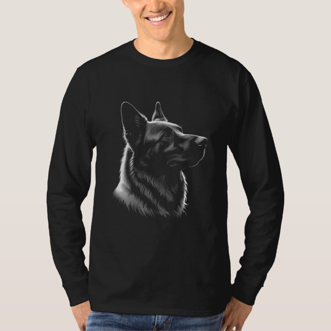 Camiseta GSD Head Long Sleeve Black T-Shirt (Anverso)