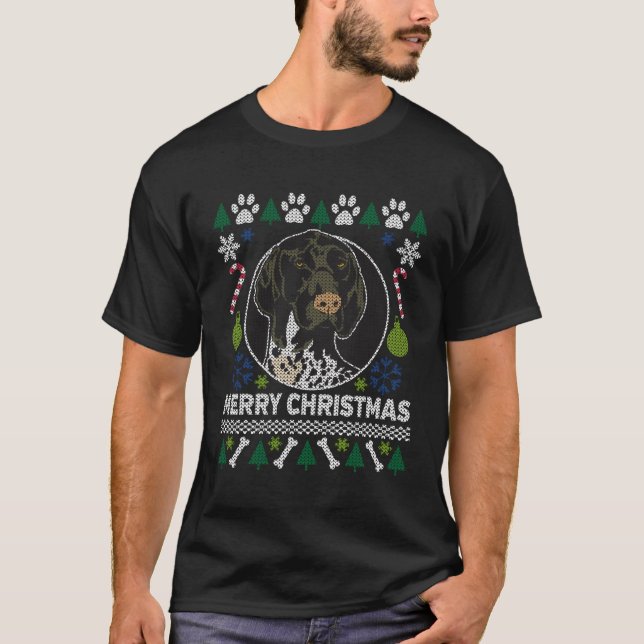 Camiseta Gsp German Shorthal Pointer Merry Christmas Ugl (Anverso)
