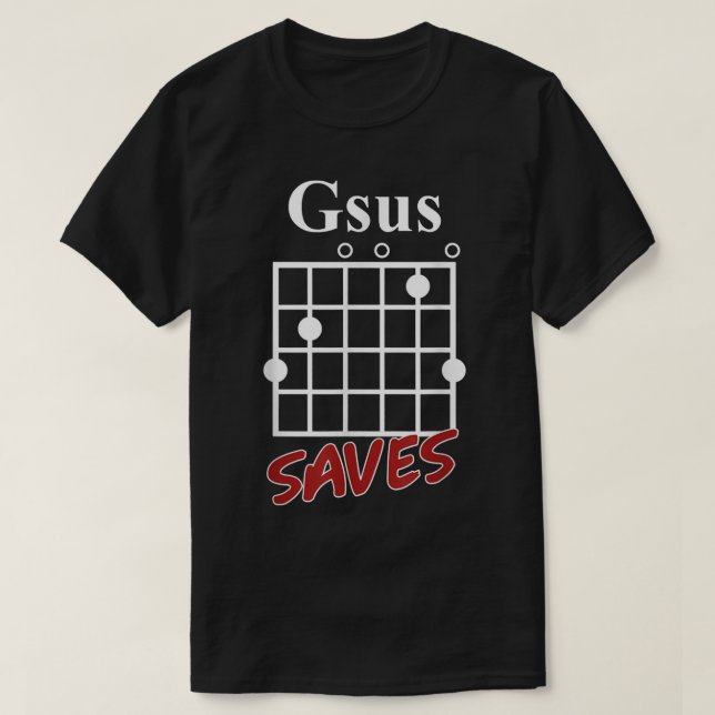 Camiseta Gsus Guitar Guarda regalos graciosos 975 (Diseño del anverso)