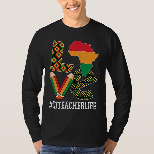 Camiseta GT Teacher Love Map African American Black History (Anverso)