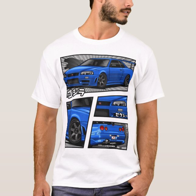 Camiseta Gtr R34 Manga Lovers T-ShirtGTR R-34 Manga (Anverso)
