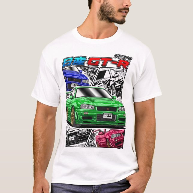 Camiseta Gtr T-ShirtJDM Legend Nissan Skyline GTR R34 (Anverso)