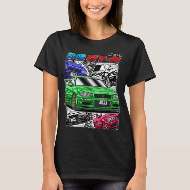 Camiseta Gtr T-ShirtJDM Legend Nissan Skyline GTR R34 (Anverso)