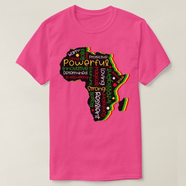Camiseta GTricolor Africa Word Cloud Queening Black Chica (Diseño del anverso)