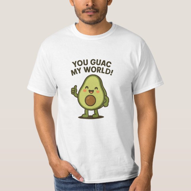 Camiseta Guac Mi Mundo. Cute Funny Kawaii Aguacate Pun (Anverso)