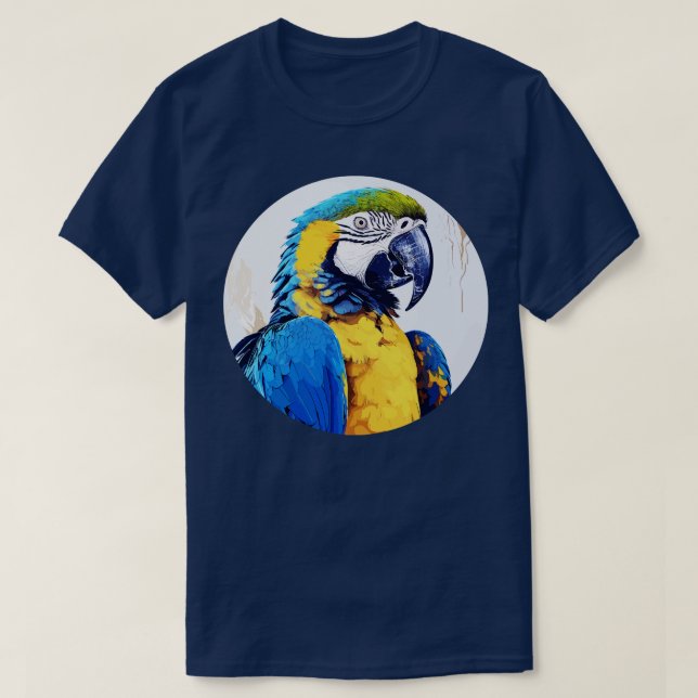 Camiseta Guacamayo azul y dorado 16 (Diseño del anverso)