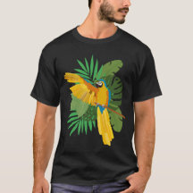 Guacamayo azul y dorado con hojas