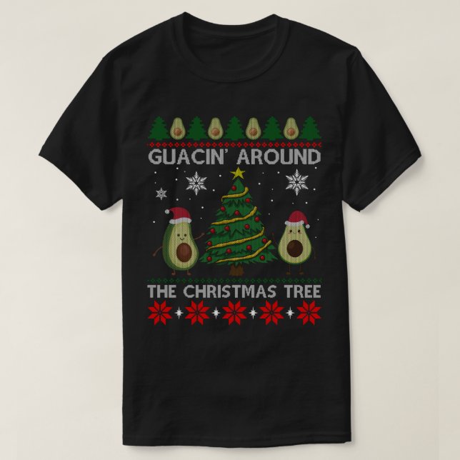 Camiseta Guacin Alrededor Del Árbol De Navidad Aguacate San (Diseño del anverso)