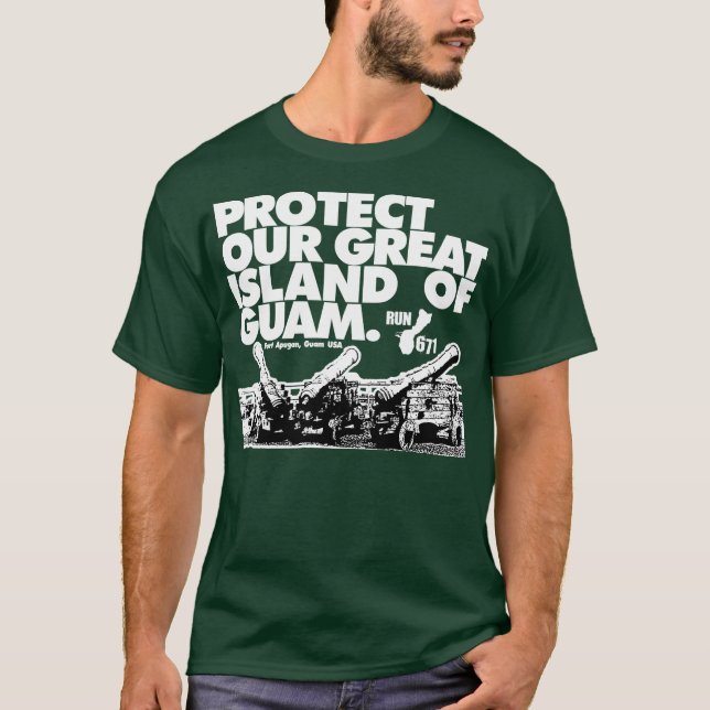 Camiseta GUAM CORRE 671 protege nuestra isla (Anverso)