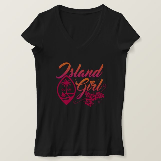 Camiseta Guam Flower Chamorrita Guam Island Guamanian Girl (Anverso del diseño)