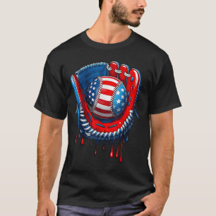 Camiseta Guante De Béisbol Goteo Niño Helado Patriótico Us 