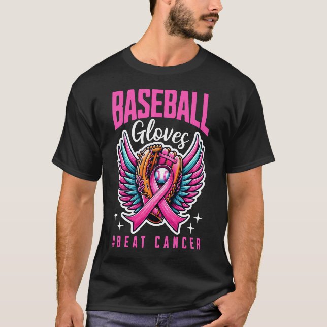 Camiseta Guantes de béisbol golpean al cáncer (Anverso)
