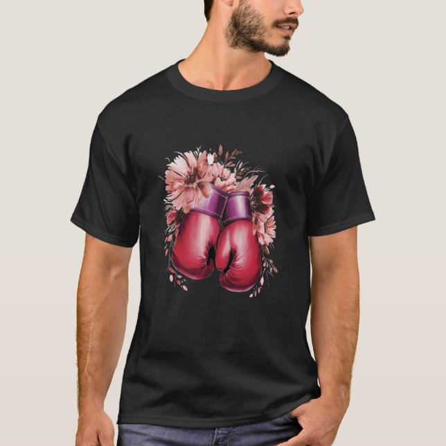 Camiseta Guantes de Boxeo con Arreglo Floral (Anverso)