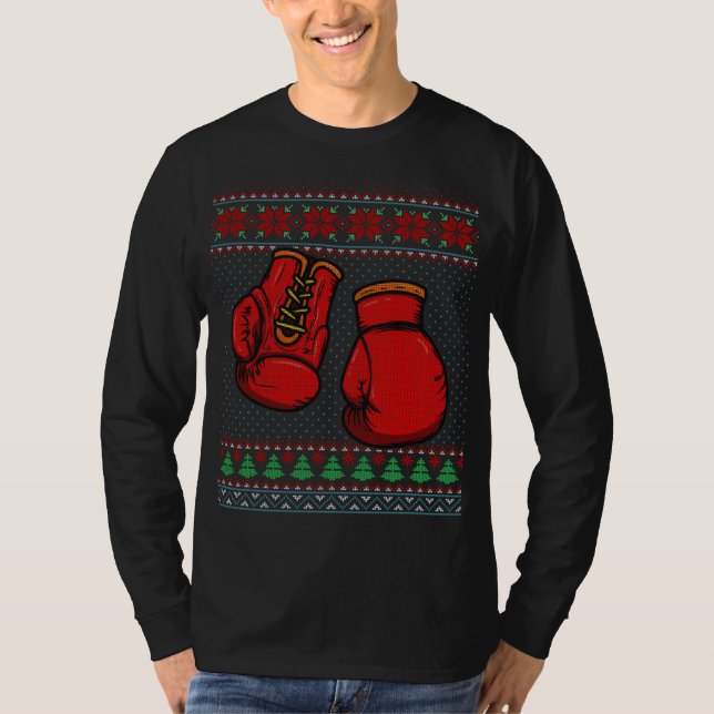 Camiseta Guantes de boxeo Navidades suéteres feos (Anverso)