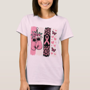 Camiseta Guantes de boxeo rosados y estampado de leopardo d