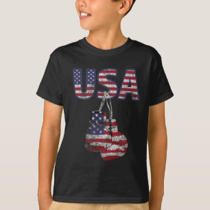 Camiseta Guantes de boxeo Tee de bandera estadounidense par