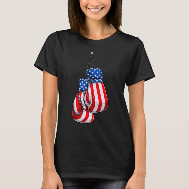 Camiseta Guantes De Caja Bandera Rojo Azul Blanco Norteamer (Anverso)
