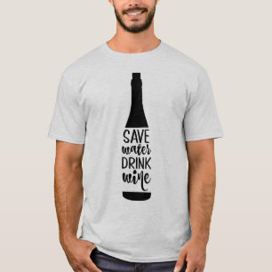 Camiseta Guardar agua beber vino negro frasco de agua