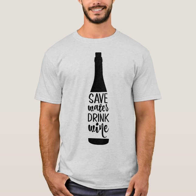 Camiseta Guardar agua beber vino negro frasco de agua (Anverso)