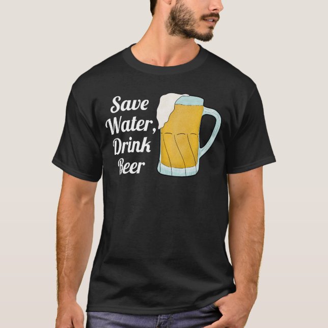 Camiseta Guardar agua Beer Cita de cerveza Funny acuarela N (Anverso)