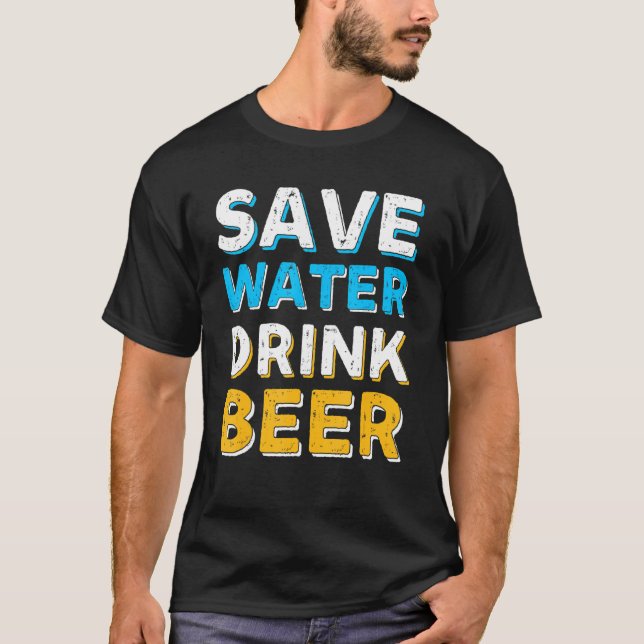 Camiseta Guardar cerveza de bebida de agua diciendo 'Cuido' (Anverso)