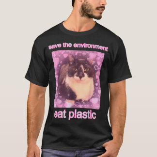 Camiseta Guardar Entorno Come Gato de Plástico Meme