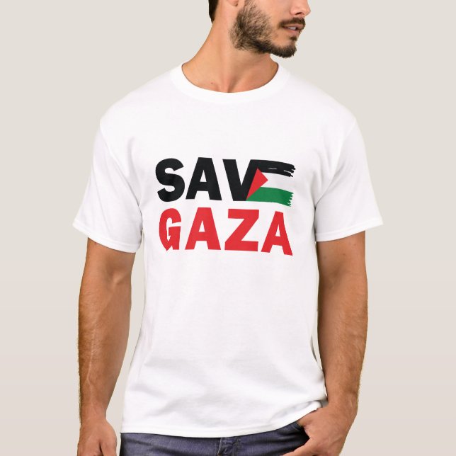 Camiseta Guardar GAZA con la bandera palestina personalizad (Anverso)