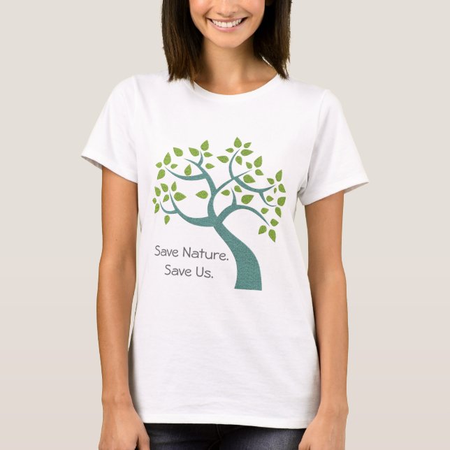 Camiseta Guardar la naturaleza Salvarnos el árbol (Anverso)
