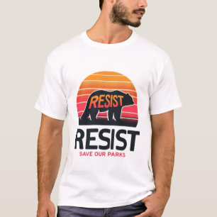 Camiseta Guardar resistencia del oso de sol retro de la nat