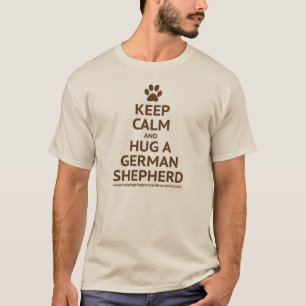 Camiseta Guarde la calma y abrace un GSD - texto de Brown