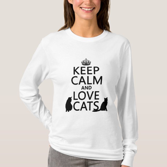 Camiseta Guarde la calma y ame los gatos (Anverso)