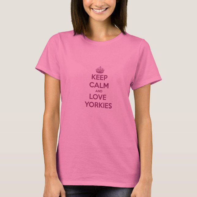 Camiseta Guarde la calma y ame su Yorkie de manga larga (Anverso)