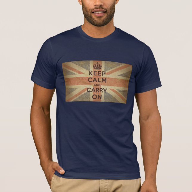 Camiseta Guarde la calma y continúe con la bandera (Anverso)