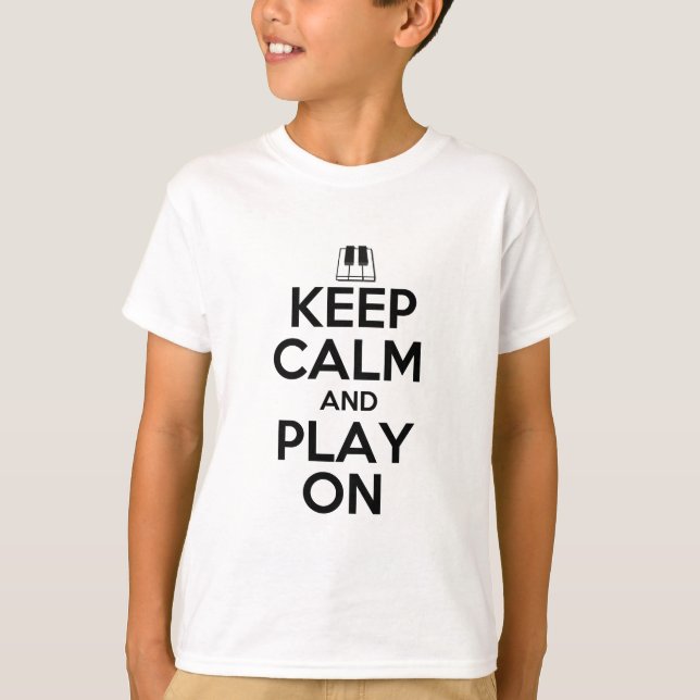 Camiseta Guarde la calma y el juego en piano (Anverso)