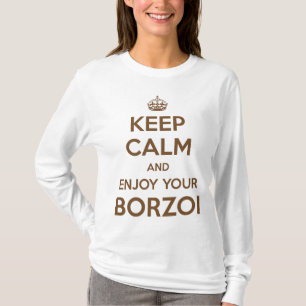 Camiseta Guarde la calma y goce de su Borzoi