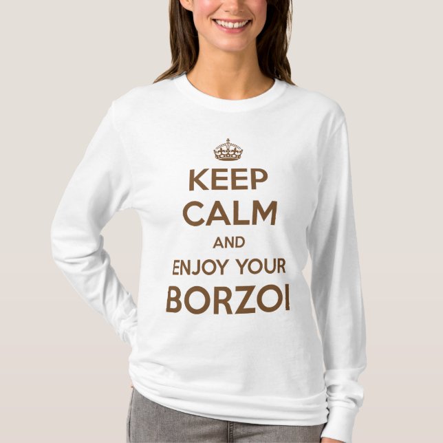 Camiseta Guarde la calma y goce de su Borzoi (Anverso)