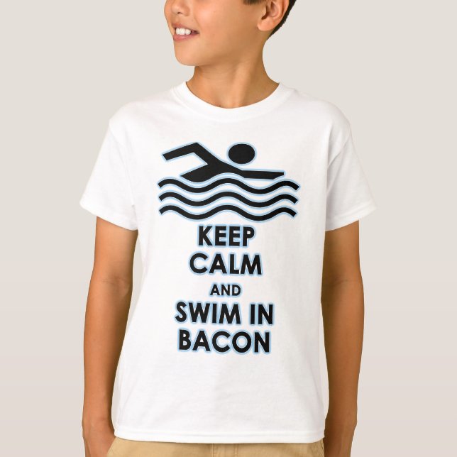 Camiseta Guarde la calma y nade en tocino (Anverso)