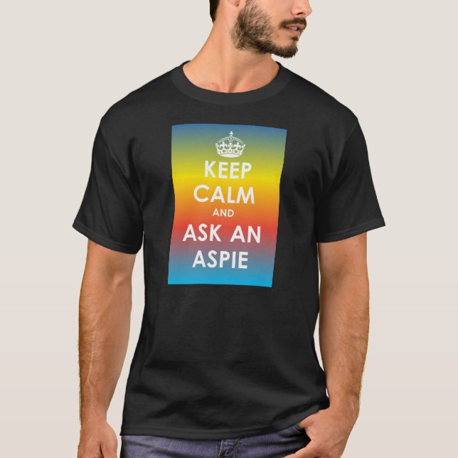 Camiseta Guarde la calma y pida a Aspie-multipanel el negro (Anverso)