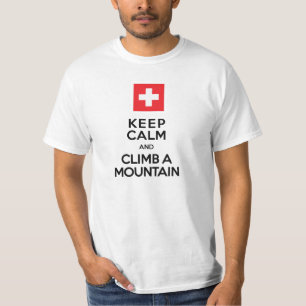 Camiseta Guarde la calma y suba las montañas de un suizo de
